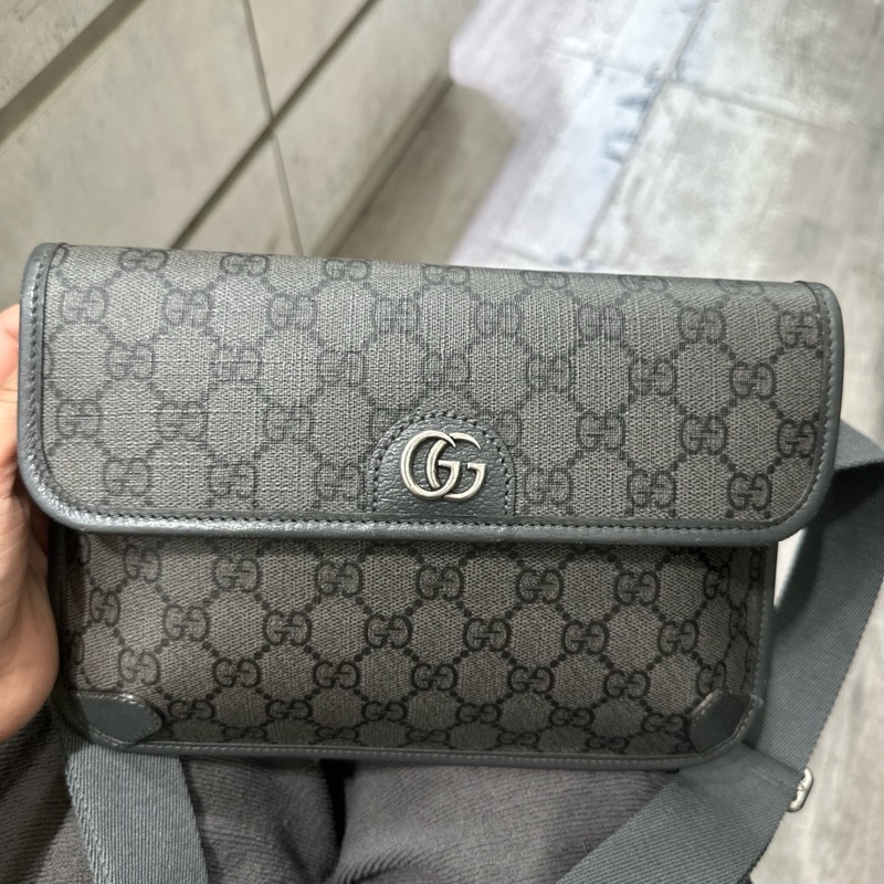 GUCCI 經典Ophidia GG 腰包(小-灰色)-1