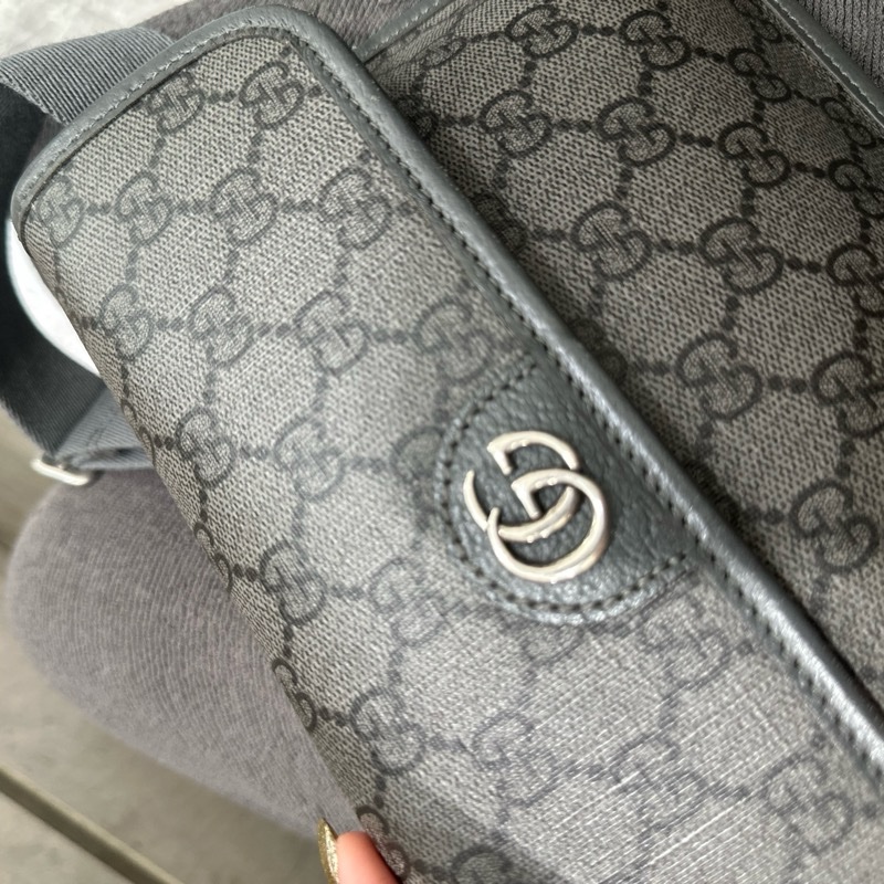 GUCCI 經典Ophidia GG 腰包(小-灰色)-10