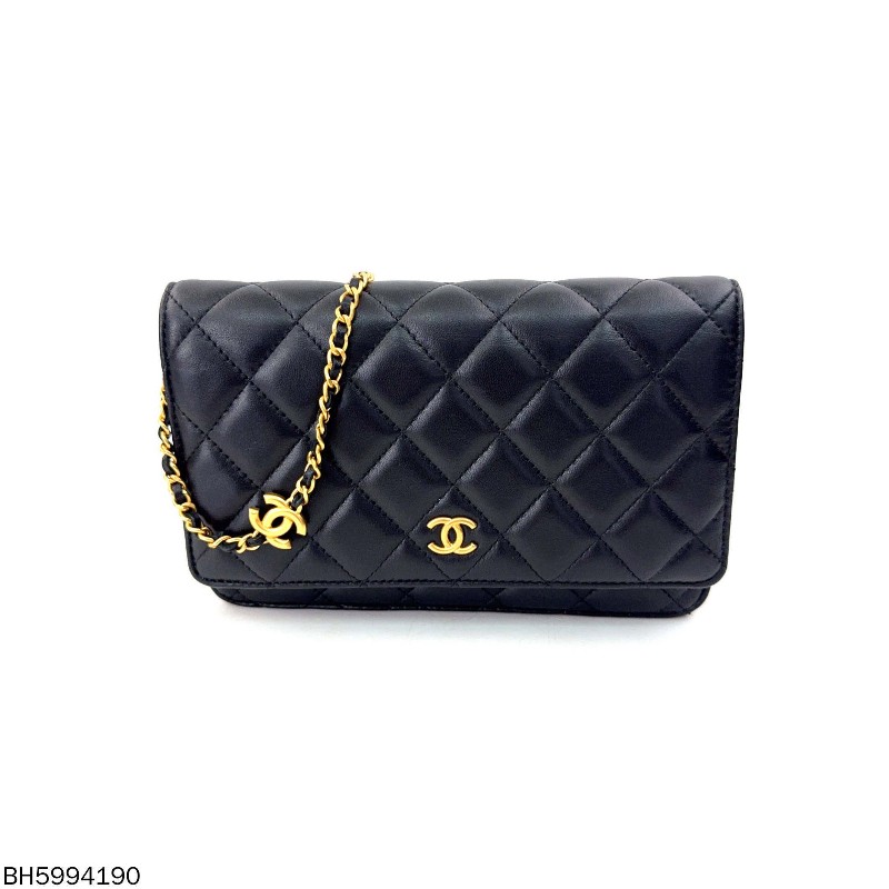 Chanel 香奈兒羊皮純色菱格縫紉 肩背包斜背包晶片款-0