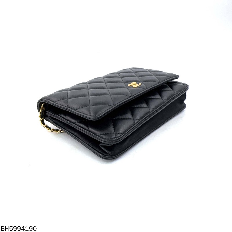 Chanel 香奈兒羊皮純色菱格縫紉 肩背包斜背包晶片款-4