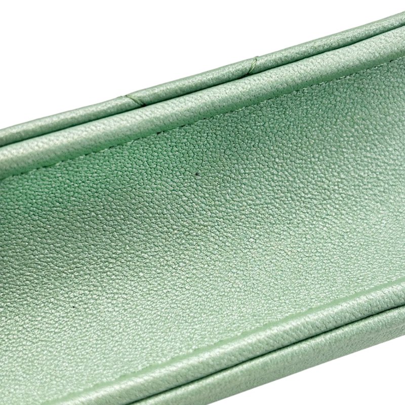 Chanel 展示品 19 菱格羊皮雙色鍊迷你斜背包(AP3067-珠光綠)-6