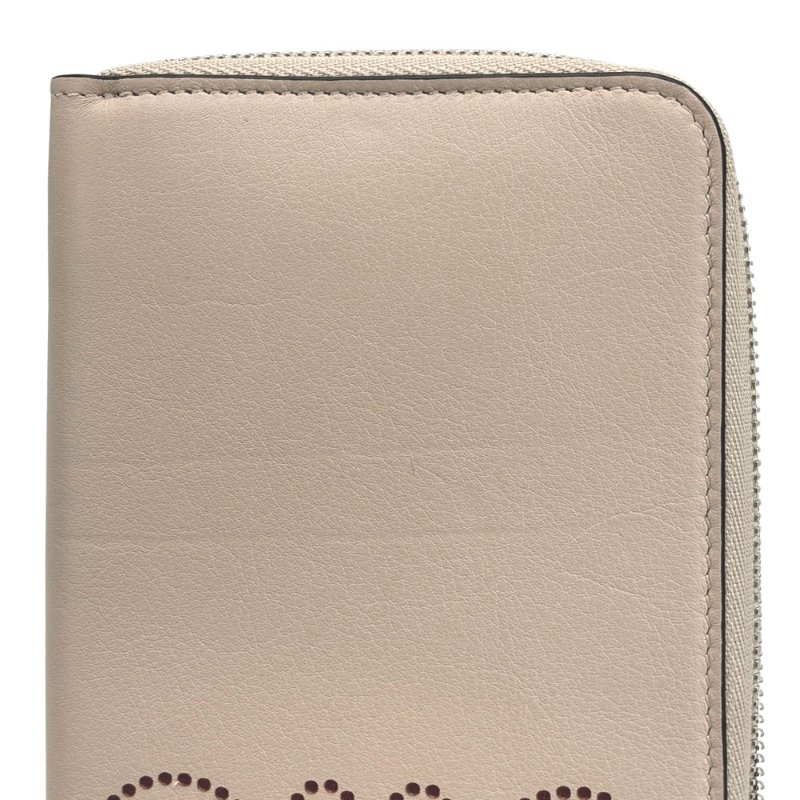 Loewe 展示品 小牛皮點陣logo拉鍊長夾(奶茶色)-5