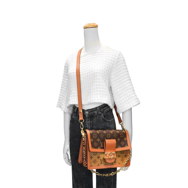 Louis Vuitton 展示品 Dauphine MM 帆布肩背斜背二用包(M45958-咖)-5