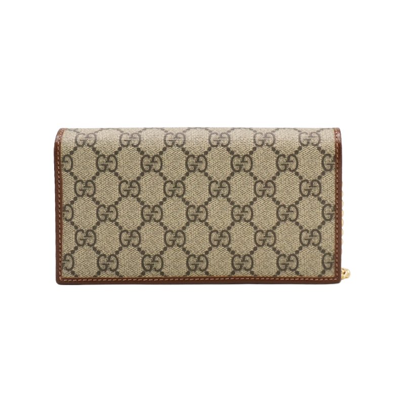 Gucci Horsebit 1955 帆布馬銜釦鍊帶長夾/斜背包(621892-咖)-2