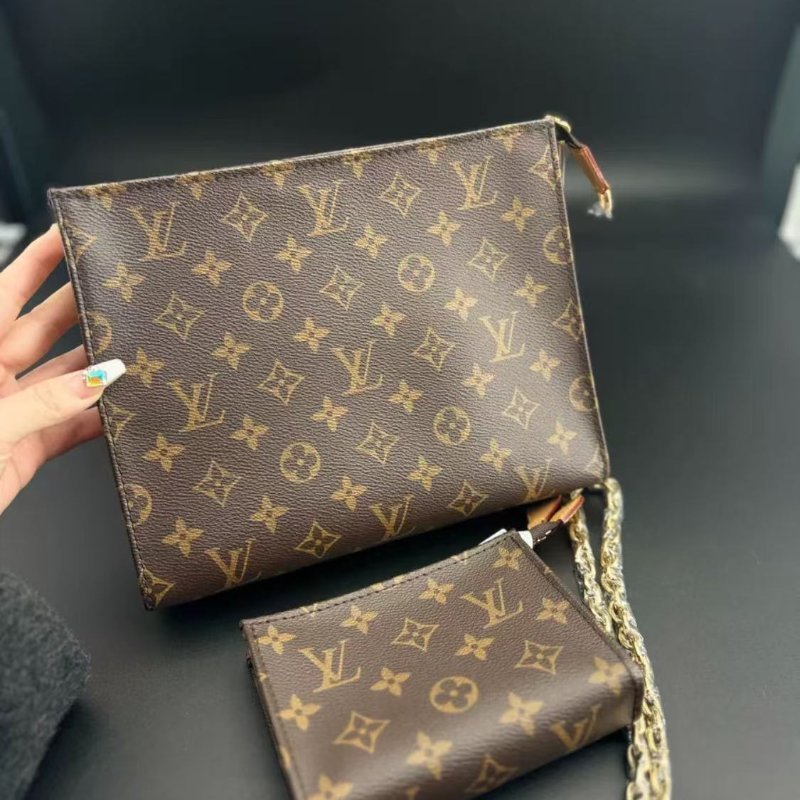 全新全套Lv新款二合一 老花子母手拿包-0