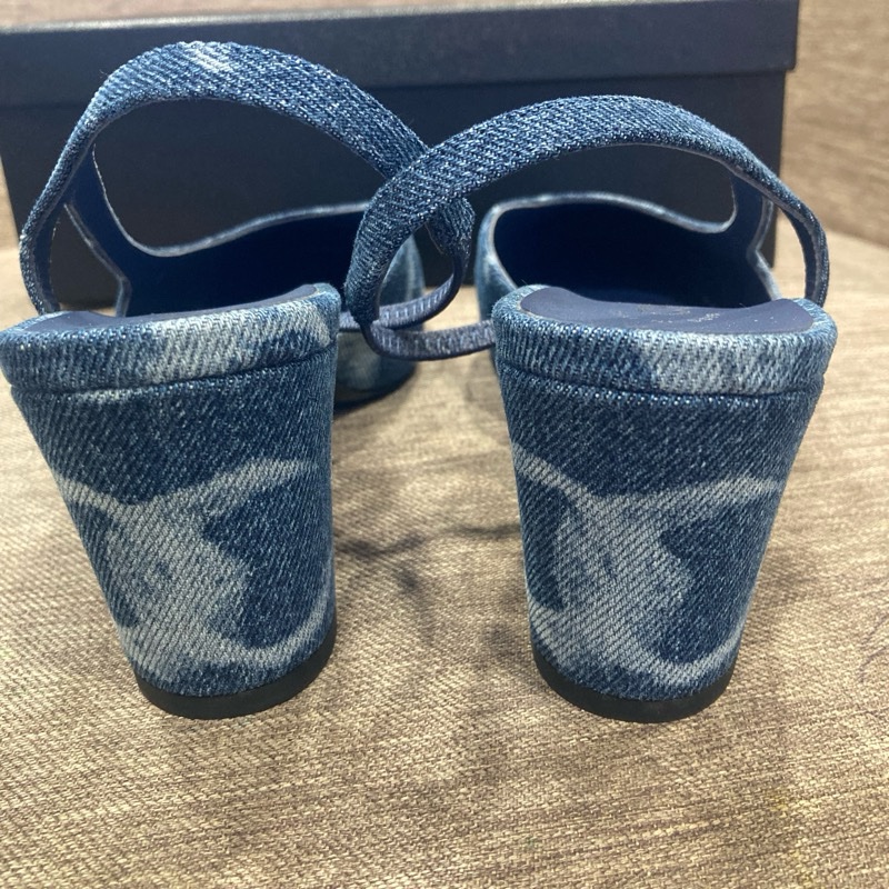 香奈兒chanel 淺色牛仔 後繫帶 跟鞋 🇹🇼專櫃尺寸39-1