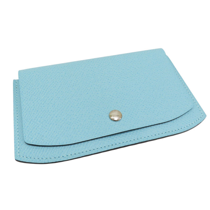 藍色 Epsom牛皮 絲巾布 Soie Cool 拉鍊長夾 X刻-4