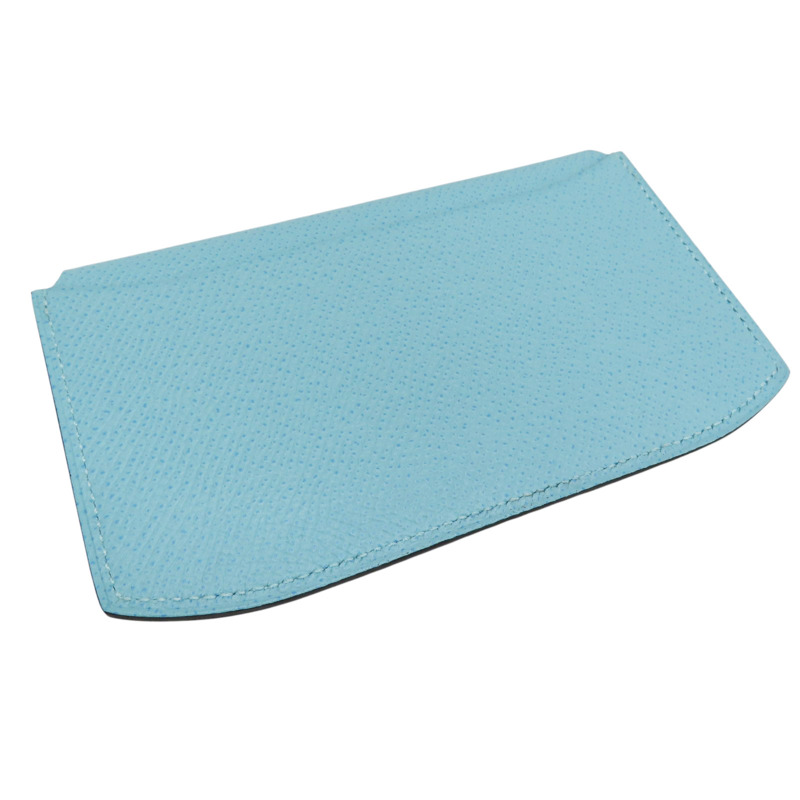 藍色 Epsom牛皮 絲巾布 Soie Cool 拉鍊長夾 X刻-5