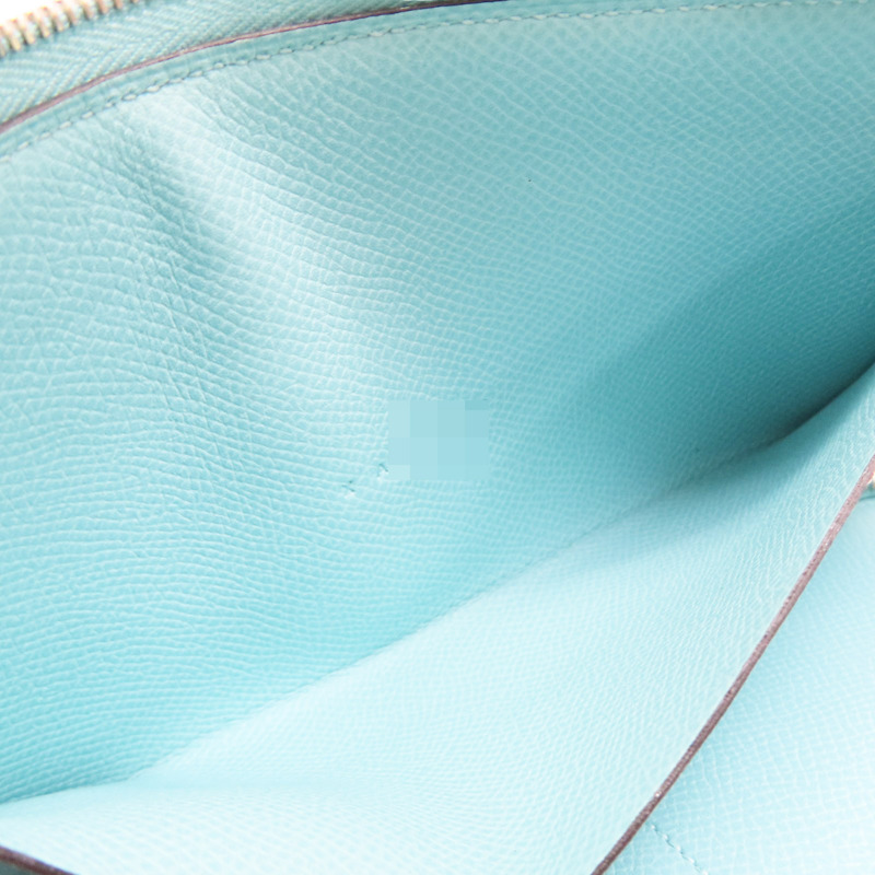 藍色 Epsom牛皮 絲巾布 Soie Cool 拉鍊長夾 X刻-7