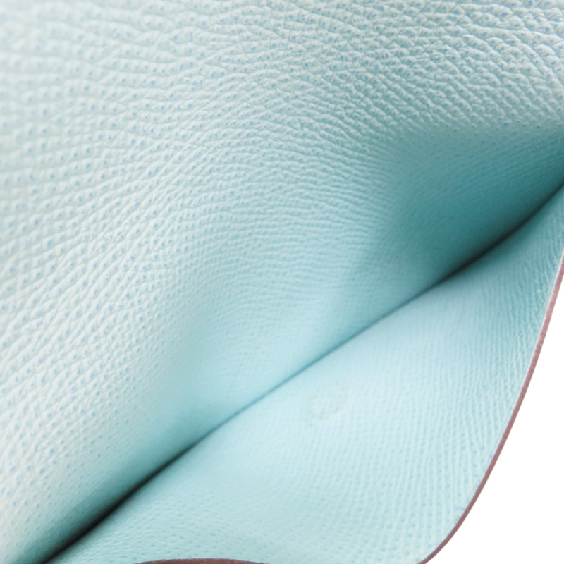 藍色 Epsom牛皮 絲巾布 Soie Cool 拉鍊長夾 X刻-8