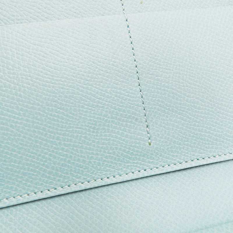 藍色 Epsom牛皮 絲巾布 Soie Cool 拉鍊長夾 X刻-15