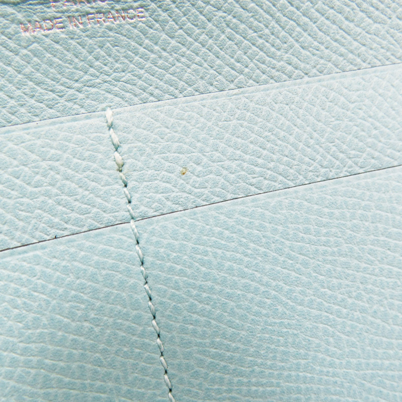 藍色 Epsom牛皮 絲巾布 Soie Cool 拉鍊長夾 X刻-16