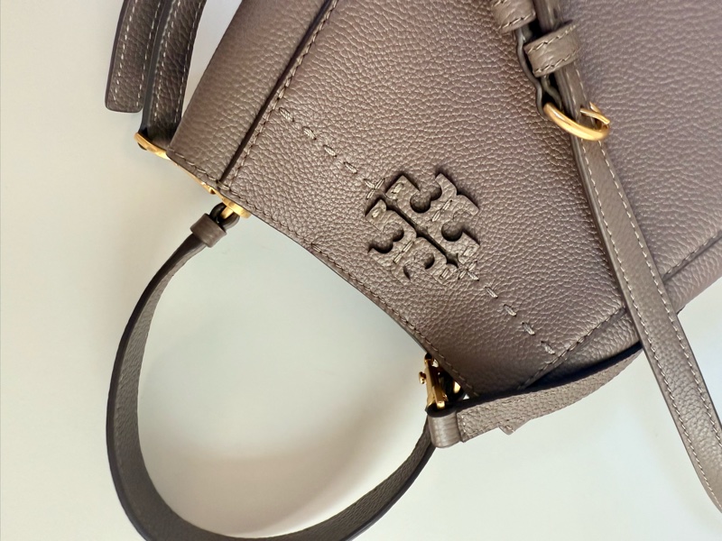 ✔️TORY BURCH  TB McGraw Hobo 真皮變形水桶包/手提包／斜背包／可可色/小號-14