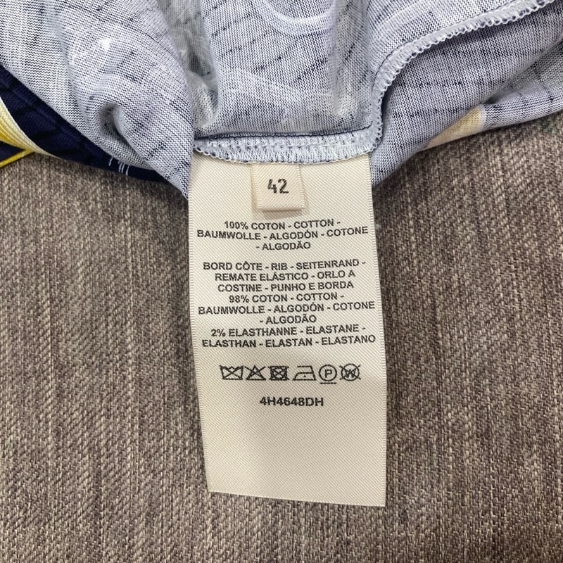 愛馬仕hermes 二手 藍黃配色 經典上衣 t-shirt尺寸42-9