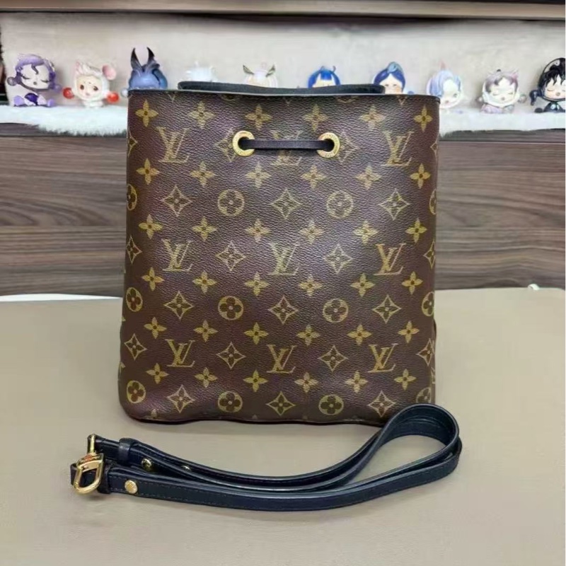 LV 老花黑水桶肩背斜背包 芯片編碼款 26*26*17.5 99新配件塵袋-1