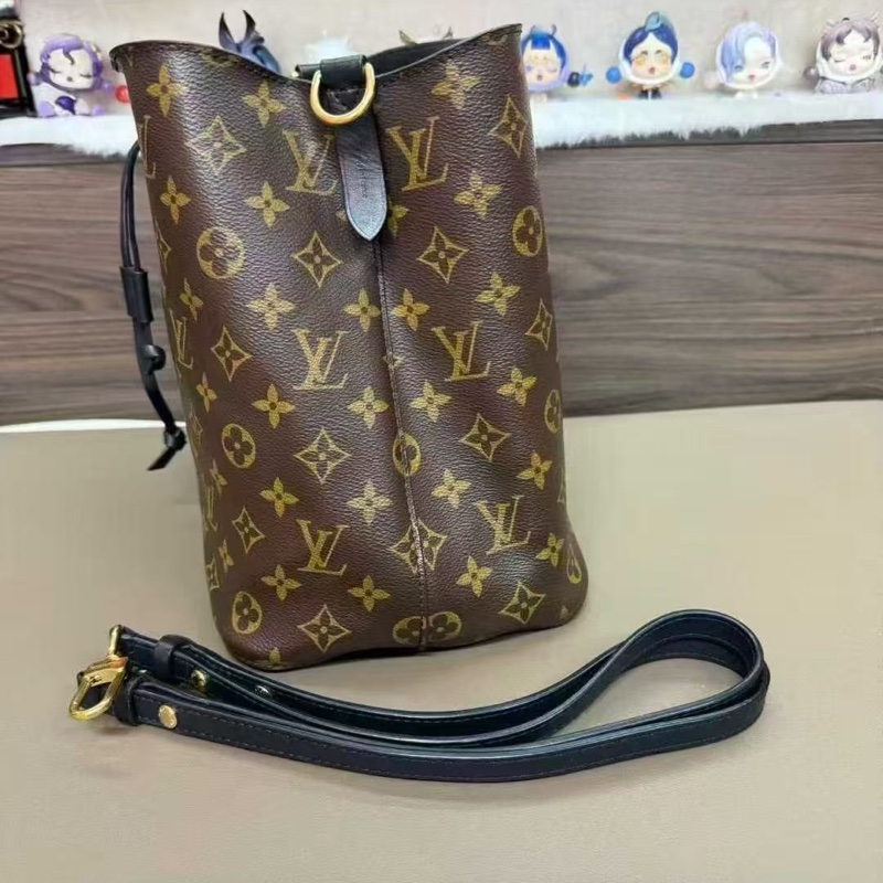 LV 老花黑水桶肩背斜背包 芯片編碼款 26*26*17.5 99新配件塵袋-2