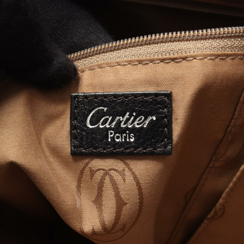 卡地亞 Marcello de Cartier 手提單肩包 皮革 黑色 二手 女士-3