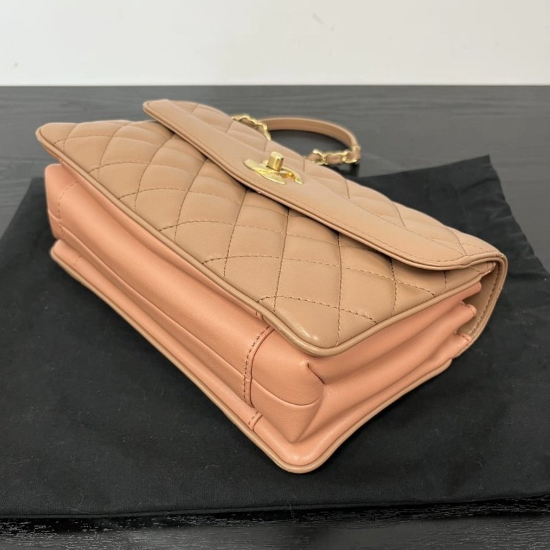 CHANEL 玫瑰木cf金扣風琴肩背斜背包 24*15*6 99新配件塵袋保卡-2