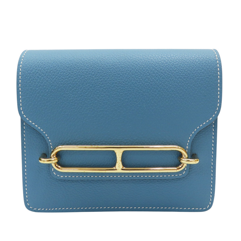 新牛仔藍 Evercolor牛皮 Roulis Slim 短夾 零錢包 B刻 金扣 H082053CPD2-0