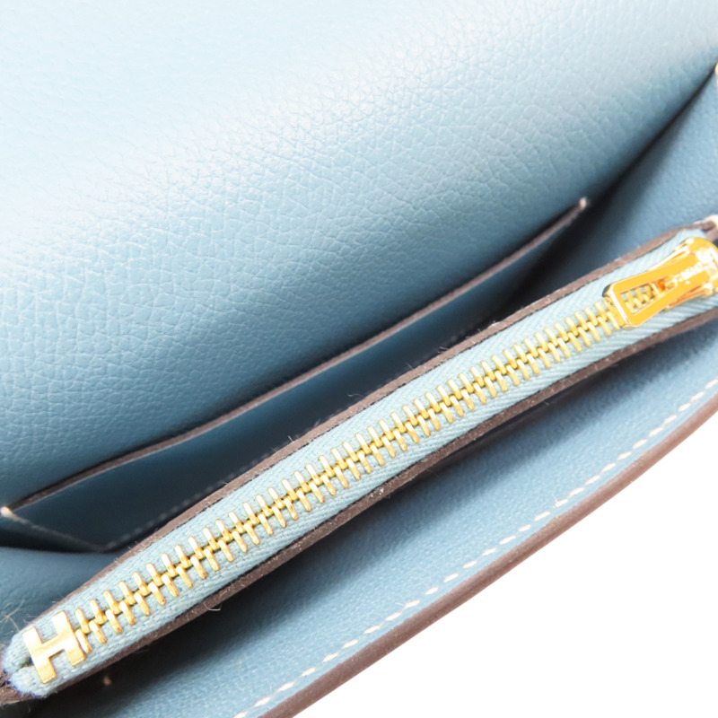 新牛仔藍 Evercolor牛皮 Roulis Slim 短夾 零錢包 B刻 金扣 H082053CPD2-5