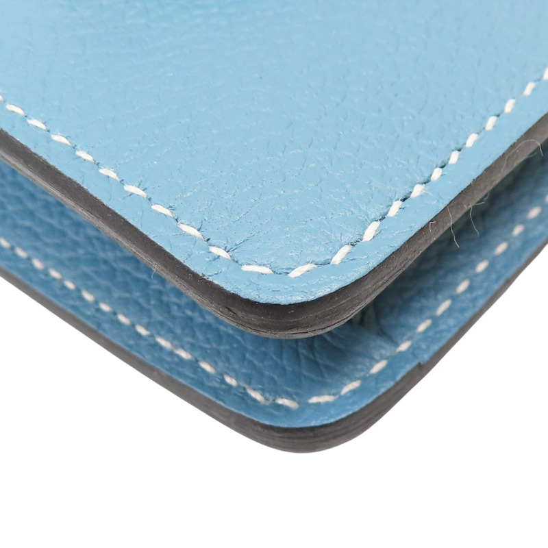 新牛仔藍 Evercolor牛皮 Roulis Slim 短夾 零錢包 B刻 金扣 H082053CPD2-9