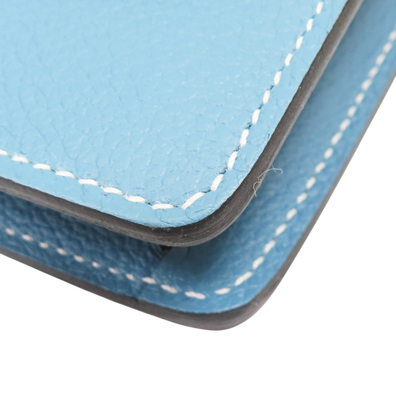 新牛仔藍 Evercolor牛皮 Roulis Slim 短夾 零錢包 B刻 金扣 H082053CPD2-10