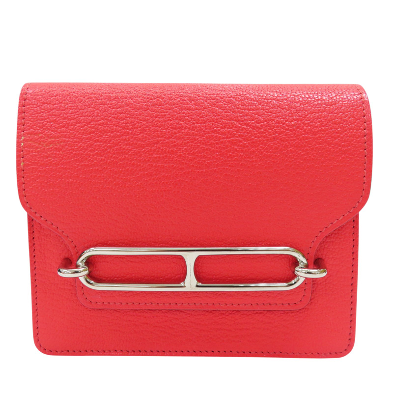 德克薩斯粉色 Chevre Mysore皮革 Roulis Slim 短夾 錢包 Z刻 銀扣 H082213CK0E-0