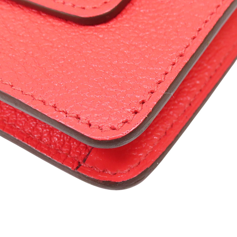 德克薩斯粉色 Chevre Mysore皮革 Roulis Slim 短夾 錢包 Z刻 銀扣 H082213CK0E-11