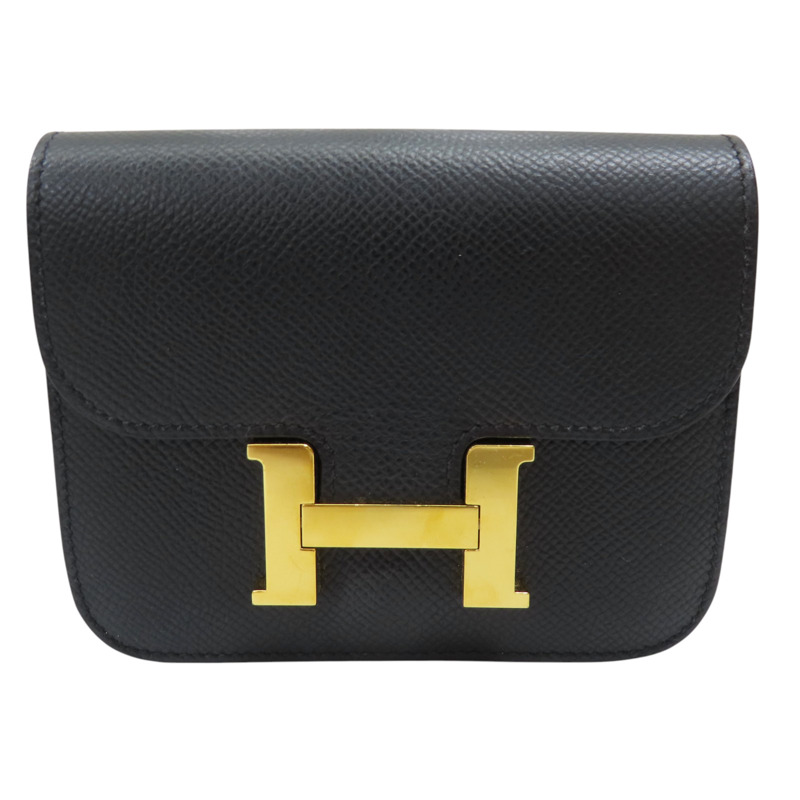 黑色 Epsom牛皮 Constance Slim 錢包 Y刻 金扣【HERMES 愛馬仕】-0