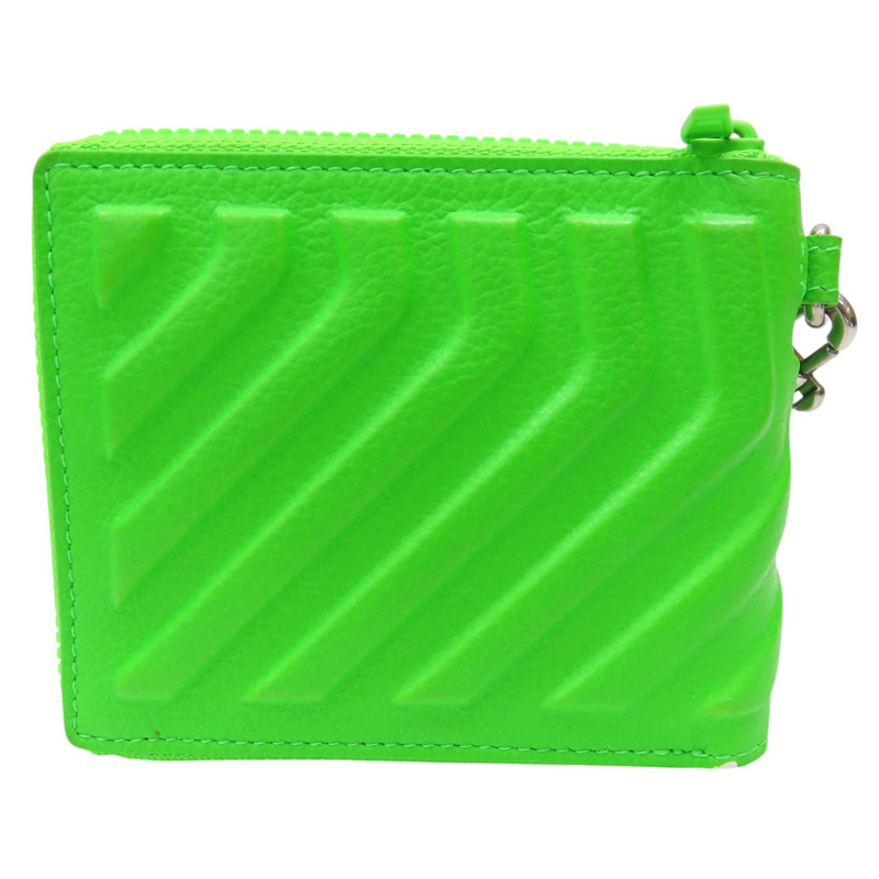 螢光綠 牛皮 Car Small 拉鍊短夾 可掛式 693545-1