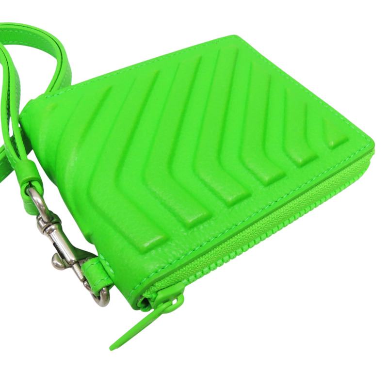 螢光綠 牛皮 Car Small 拉鍊短夾 可掛式 693545-3