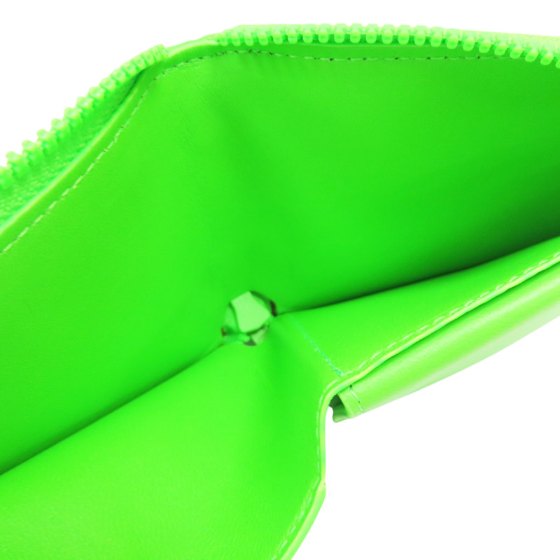 螢光綠 牛皮 Car Small 拉鍊短夾 可掛式 693545-4