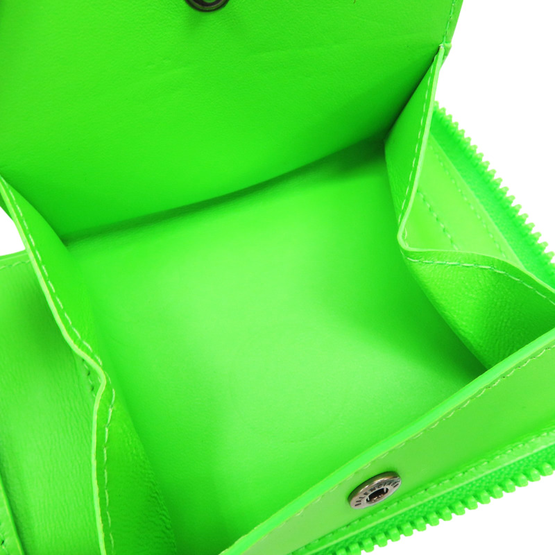 螢光綠 牛皮 Car Small 拉鍊短夾 可掛式 693545-5