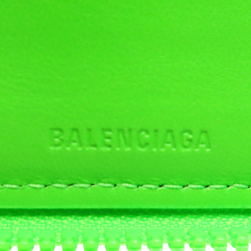 螢光綠 牛皮 Car Small 拉鍊短夾 可掛式 693545-6