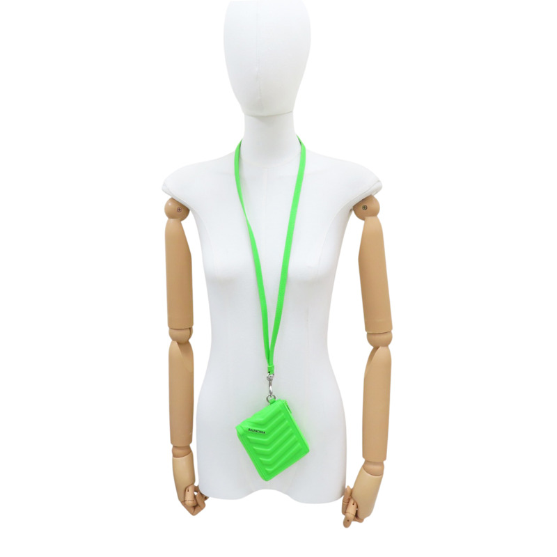 螢光綠 牛皮 Car Small 拉鍊短夾 可掛式 693545-7
