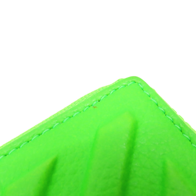 螢光綠 牛皮 Car Small 拉鍊短夾 可掛式 693545-13