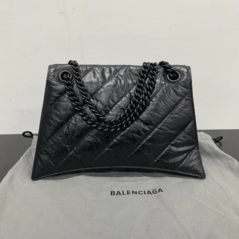 BALENCIAGA Crush沙漏So Black肩背斜背包 31.5*19.5*10.5 98新配件塵袋-4