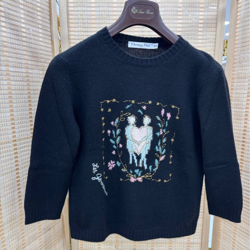 Dior黑色刺繡山羊絨毛衣 M 碼-0