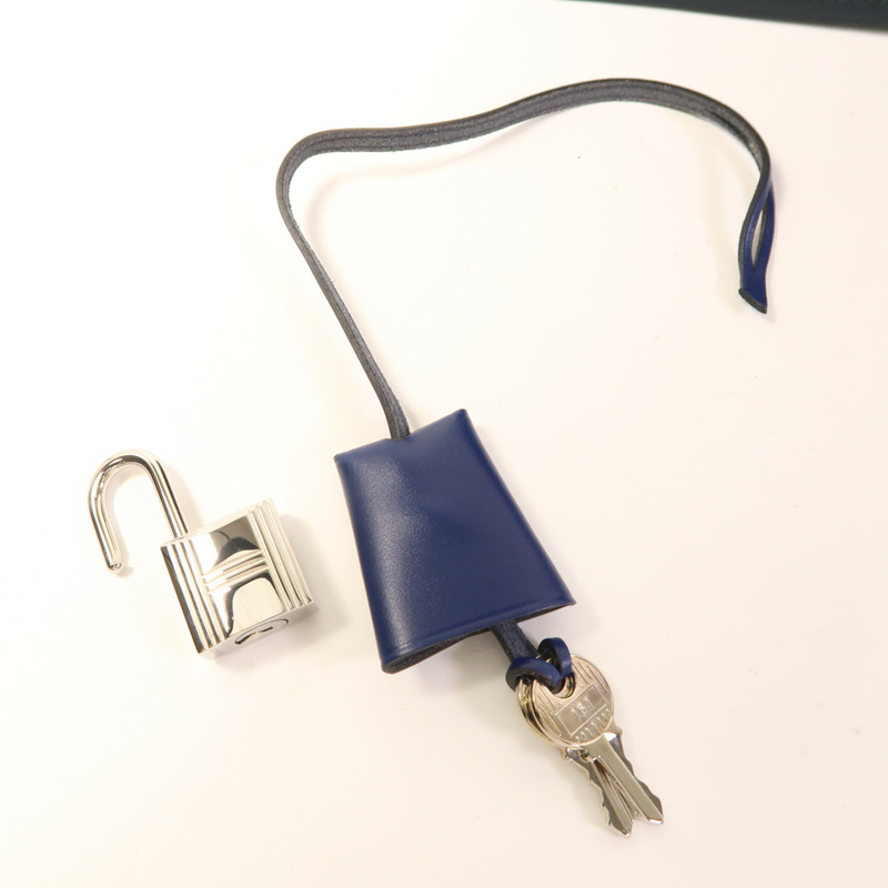 HERMES 帆布Herbag PM銀扣手挽肩背兩用袋Vert Cypress/Bleu Saphir-13
