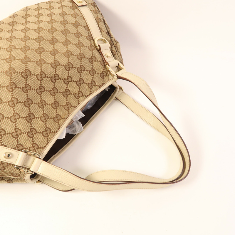GUCCI 帆布Shoulder Bag銀扣肩背袋-4