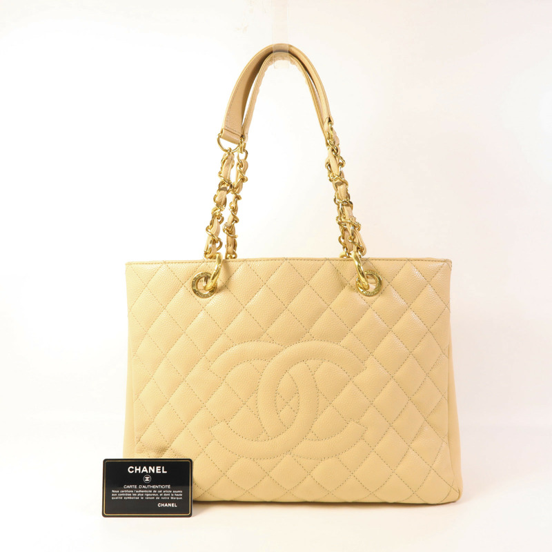 CHANEL 牛皮皮革GST Grand Shopping Tote Bag金扣肩背袋/手挽袋-19