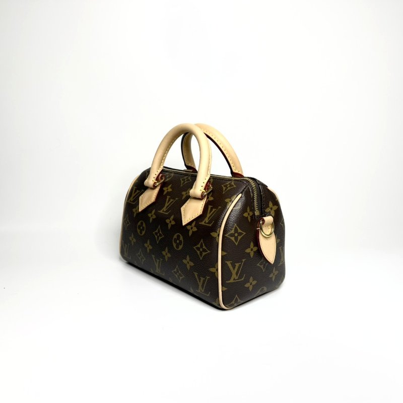 LV 原花橘粉背帶Speedy20手提斜背包M46594-2