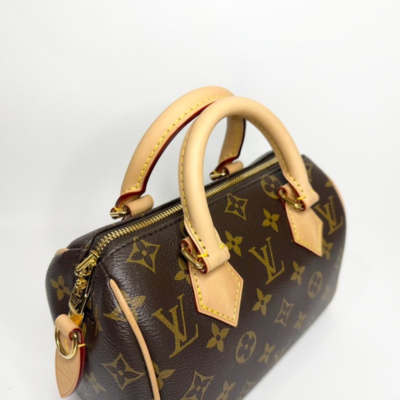 LV 原花橘粉背帶Speedy20手提斜背包M46594-5