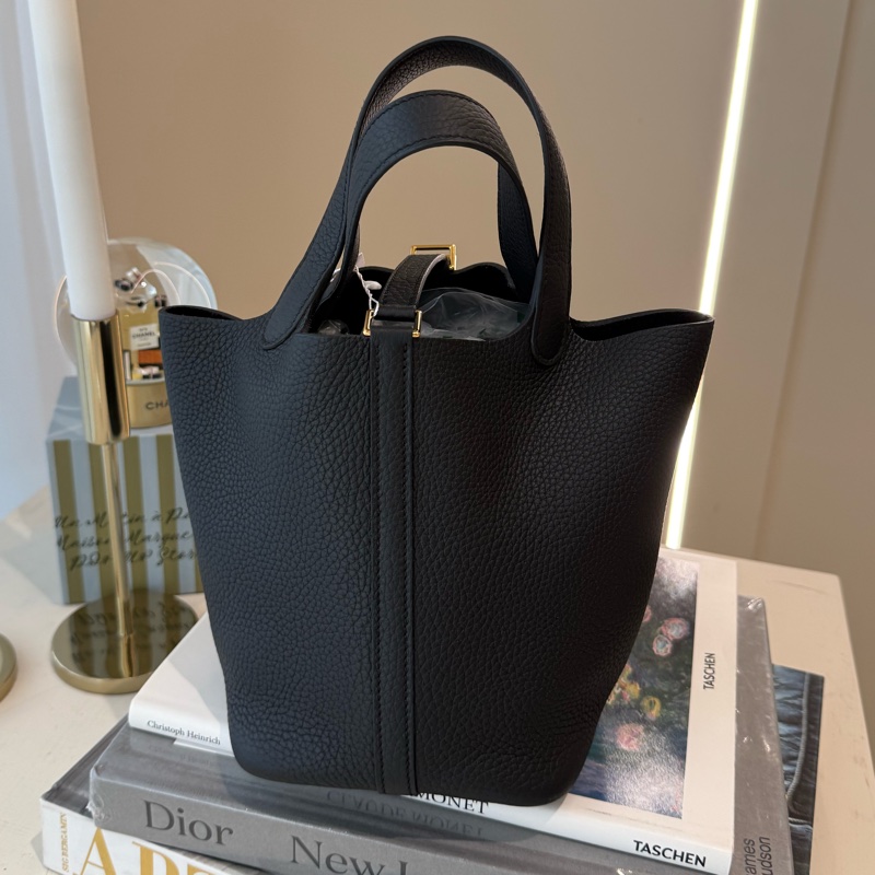 HERMES Picotin 18 黑金 W刻 有購證-1