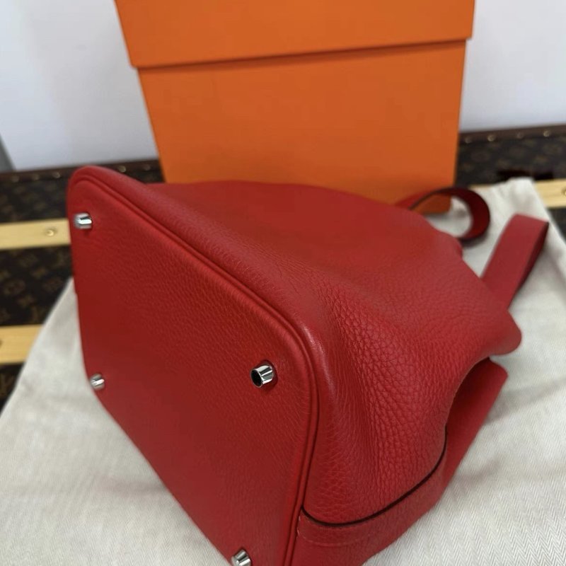 HERMES Picotin Lock番茄紅S3菜籃子22手提包 22*21*17 98新配件盒子塵袋鑰匙鎖購證-4