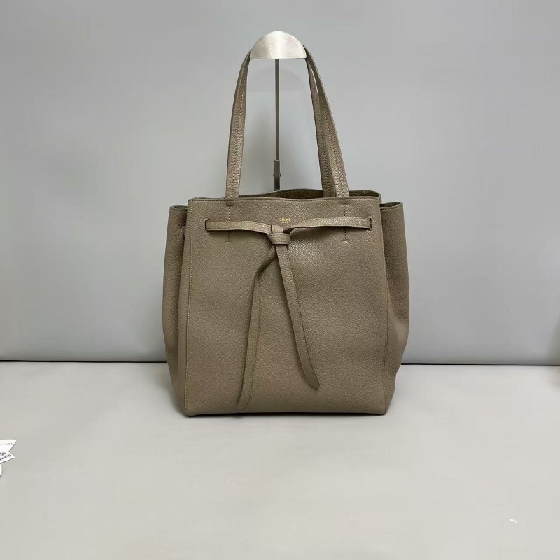 Celine big bag系列牛皮荔枝紋大象灰購物袋 肩背包-0