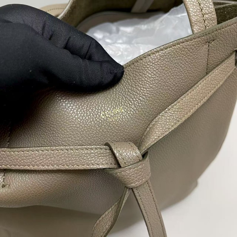Celine big bag系列牛皮荔枝紋大象灰購物袋 肩背包-2