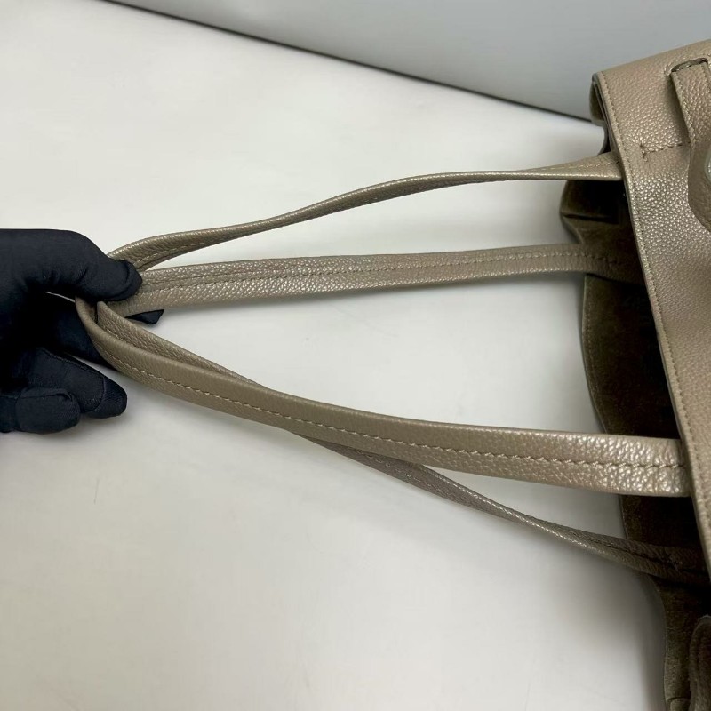 Celine big bag系列牛皮荔枝紋大象灰購物袋 肩背包-6