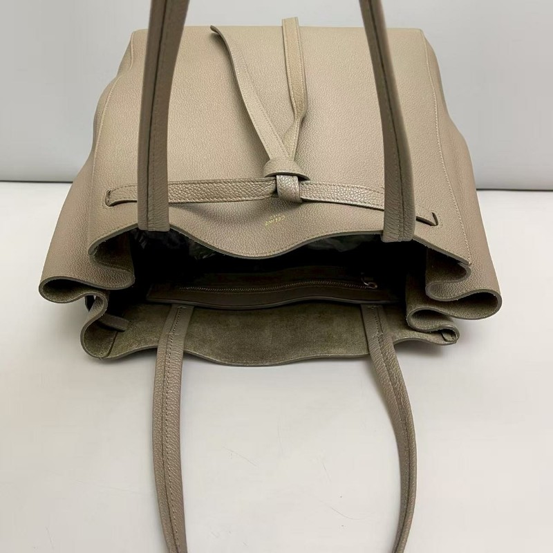 Celine big bag系列牛皮荔枝紋大象灰購物袋 肩背包-7
