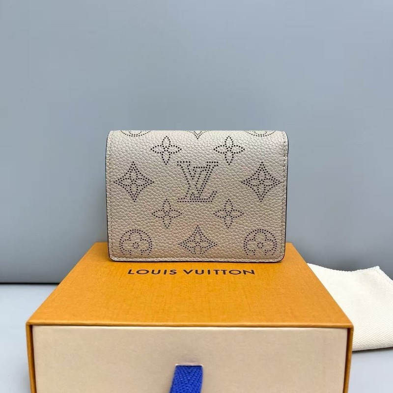 LV路易威登 灰色全皮月光女神短款錢包銀包-0